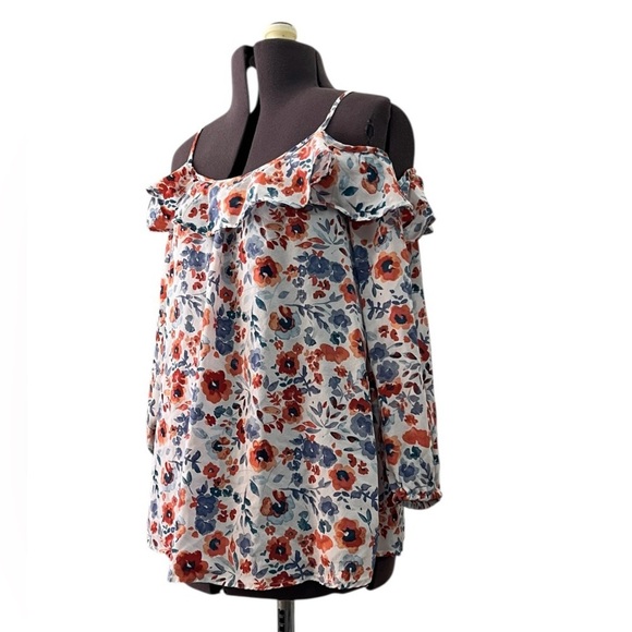 Joie Birtha 100% Silk Floral Cold Shoulder Blouse Top Size XS - Picture 2 of 8